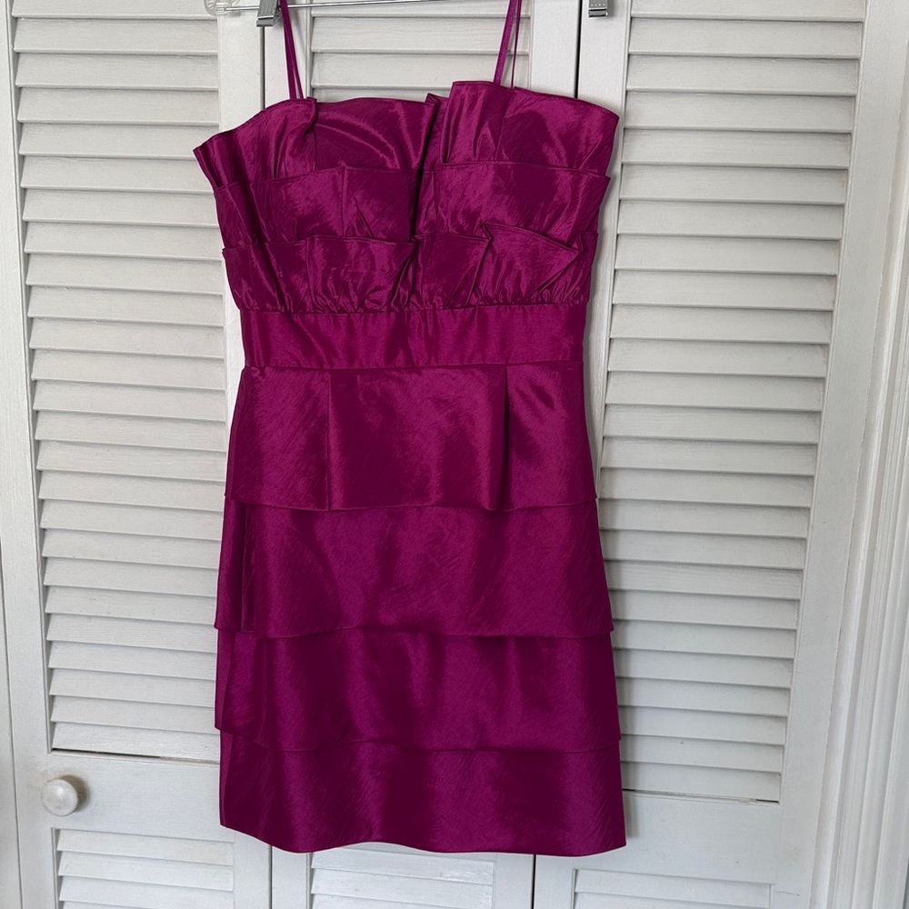 Max & Cleo Strapless Tiered Mini Dress in Fuchsia